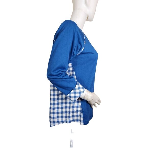 Ruby Rd Women's Plus Size 3X Top Blouse Must Haves Blue Crewneck 3/4 Sleeve (23) - Picture 2 of 9